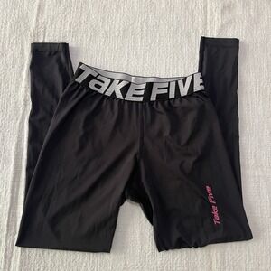 Take Five Women's Medium Black Stretch Pull On Athletic Leggings Biking